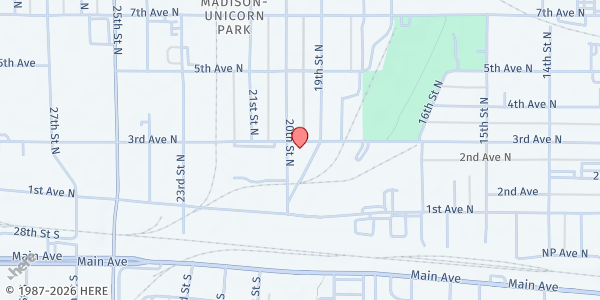 Map showing New Life Center at 1902 3rd Ave N, Fargo, ND