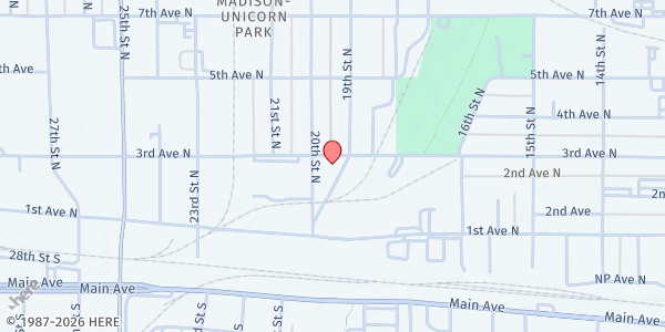 Map showing New Life Center at 1902 3rd Ave. N, Fargo, ND