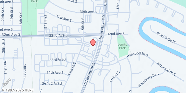 Map showing Southeastern North Dakota Community Action Agency at 3233 S University Dr, Fargo, ND