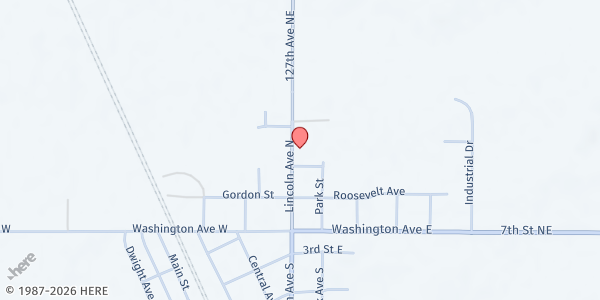 Map showing Assembly of God Church at 302 Lincoln Ave, Finley, ND