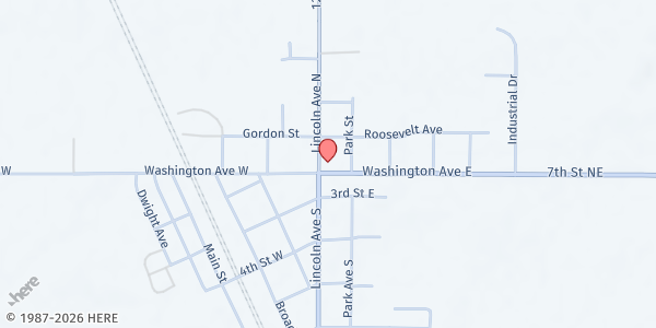 Map showing Finley Lutheran Church at 102 Lincoln Ave, Finley, ND