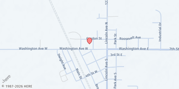 Map showing Steele County Food Pantry - Food Distribution Center at 201 Washington Ave W, Finley, ND