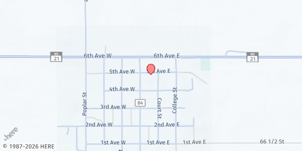 Map showing Flasher Area Food Pantry at 67 5th Ave E, Flasher, ND