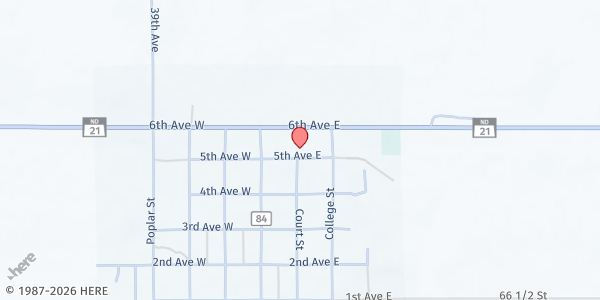 Map showing Flasher Area Food Pantry at 104 5th Ave. E, Flasher, ND
