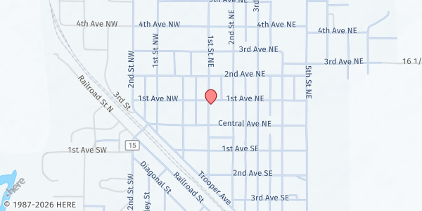 Map showing Garrison Food Pantry - Food Distribution Center at 71 S Main St S, Garrison, ND