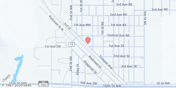 Map showing Grac Food Pantry at Trooper Ave, Garrison, ND