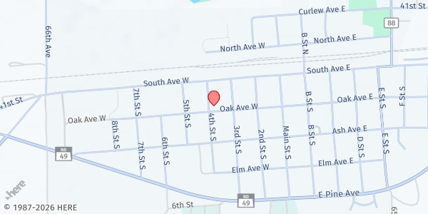 Map showing Glen Ullin Community Food Pantry at 309 Oak Ave., Glen Ullin, ND
