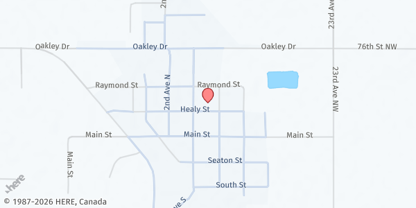 Map showing Glenburn Food Pantry at Trinity Lutheran Church at 310 Healy St, Glenburn, ND