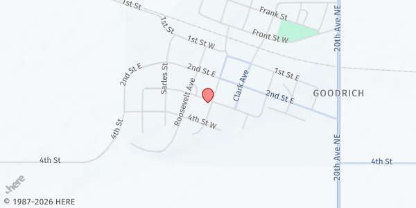 Map showing Goodrich United Methodist Church at Mckinley Ave, Goodrich, ND