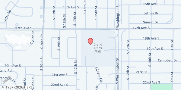 Map showing HOPE Cares Care Center and Food Pantry at 1726 S Washington St. Suite 11, Grand Forks, ND