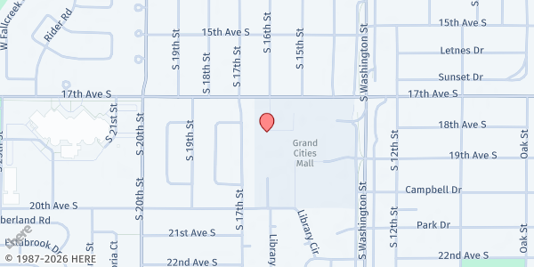 Map showing HOPE Church at 1601 17th Ave S, Grand Forks, ND