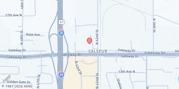 Map showing Red River Valley Community Action - Gateway Drive at 4212 Gateway Dr., Grand Forks, ND