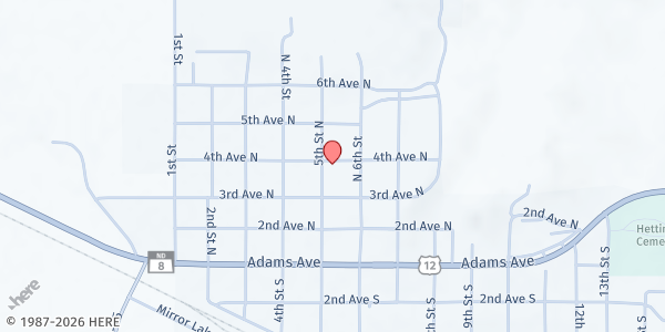 Map showing Grace Evangelical Free Church at 310 N Main St, Hettinger, ND