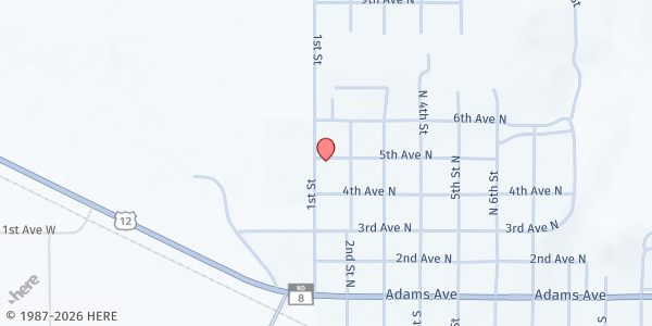 Map showing United Methodist Church at 408 N Airport Rd, Hettinger, ND