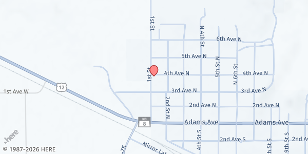 Map showing United Methodist - Hettinger at 101 4th Ave N, Hettinger, ND
