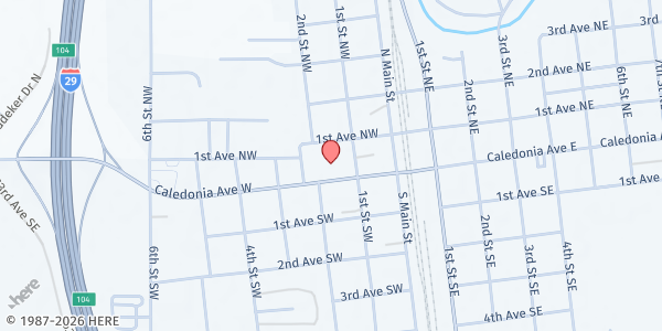 Map showing Traill County Human Services Department at 114 W Caledonia Ave, Hillsboro, ND