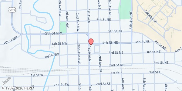 Map showing Salvation Army - Jamestown at 320 1st St Ave N, Jamestown, ND