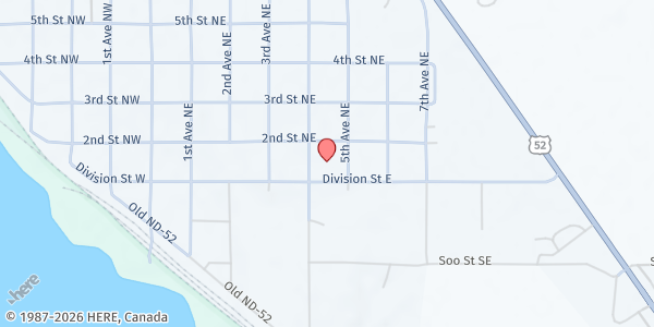 Map showing St Agnes Catholic Church at 409 E Division St, Kenmare, ND