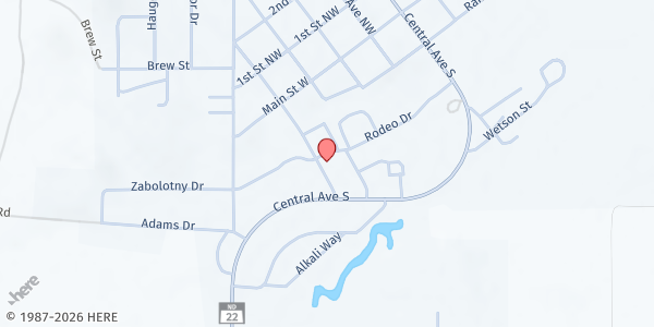 Map showing Dunn County Food Pantry - Food Distribution Center at 220 4th Ave SW Suite C, Killdeer, ND