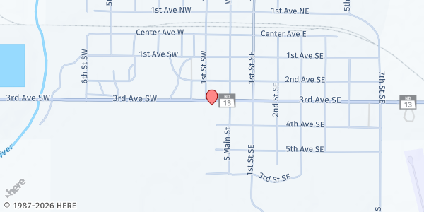 Map showing LaMoure County Food Pantry at 19 3rd Avenue SW, LaMoure, ND