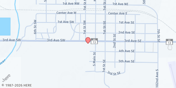 Map showing LaMoure County Food Pantry - Food Distribution Center at 19 3rd Avenue SW, LaMoure, ND