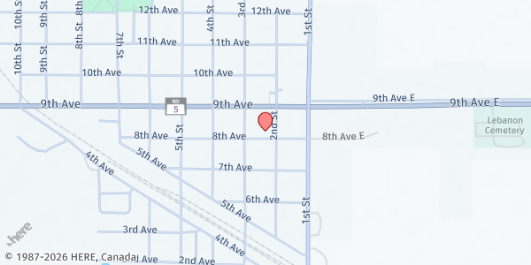 Map showing Cavalier County Emergency Food Pantry at 211 8th Ave, Langdon, ND