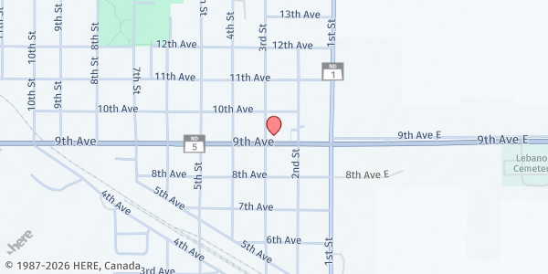Map showing Dakota Prairie CAA Langdon Food Pantry at 901 3rd St, Langdon, ND