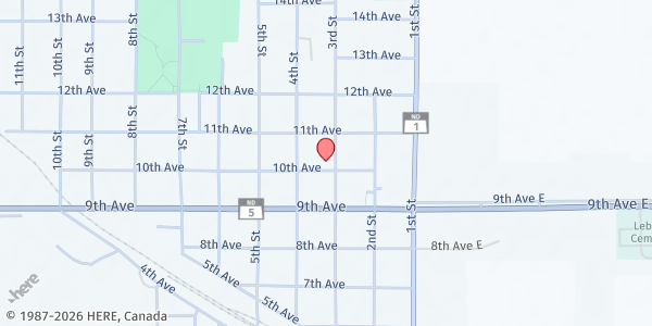 Map showing St Alphonsus - Langdon at 209 10th Ave, Langdon, ND