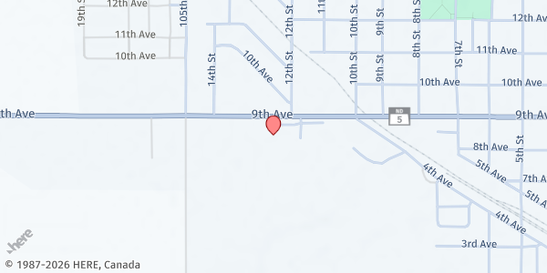 Map showing United Lutheran Church at 1216 9th Ave, Langdon, ND