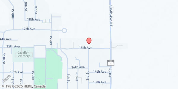 Map showing United Methodist Church at 301 15th Ave, Langdon, ND
