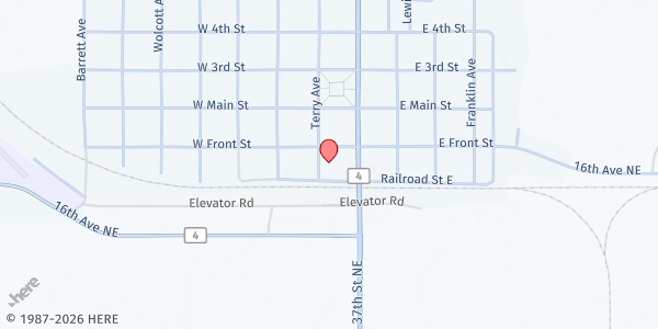 Map showing Community Emergency Food Pantry at 109 Terry Avenue, Larimore, ND