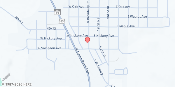 Map showing Emmons County Food Pantry at 118 S Broadway St, Linton, ND