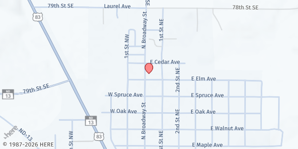 Map showing St Anthony Catholic Church at 619 N Broadway St, Linton, ND