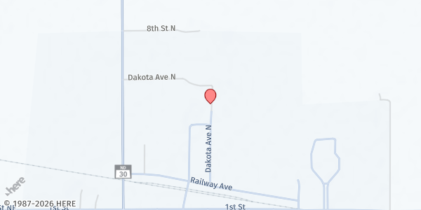 Map showing Maddock Community Food Pantry at 309 Dakota Ave., Maddock, ND