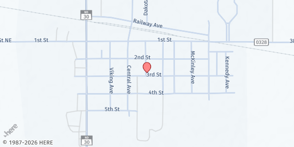 Map showing Maddock Community Food Pantry at 309 Dakota Ave., Maddock, ND