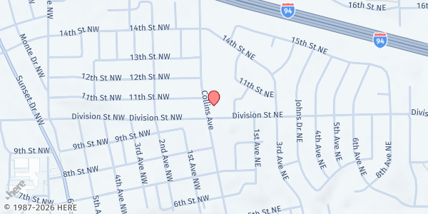 Map showing Adopt-A-Block @ First Baptist Church at 1100 Collins Ave, Mandan, ND