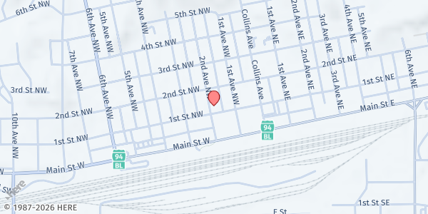 Map showing Morton County Social Services - Mandan at 200 2nd Ave NW, Mandan, ND