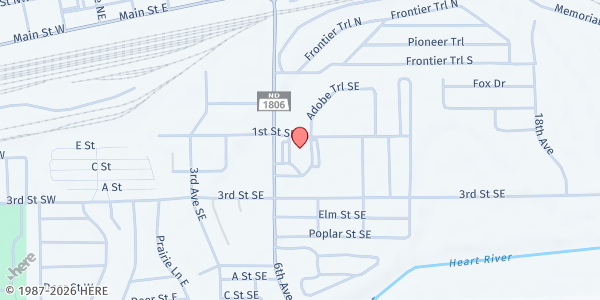 Map showing Spirit of Life at 801 1st St SE, Mandan, ND