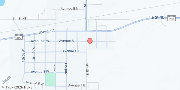 Map showing Holy Family Catholic Church at 123 Ave B E, McClusky, ND