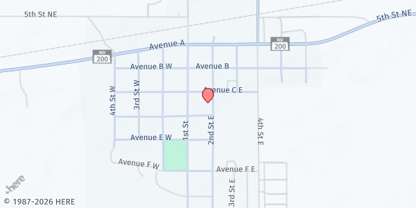 Map showing McClusky United Methodist Church at 310 2nd St E, McClusky, ND