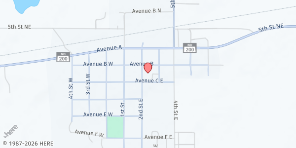 Map showing Sheridan County Food Pantry - Courthouse at 215 2nd Street East, McClusky, ND