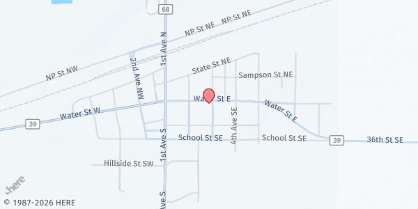 Map showing English Lutheran Church at 210 Water St E, Medina, ND