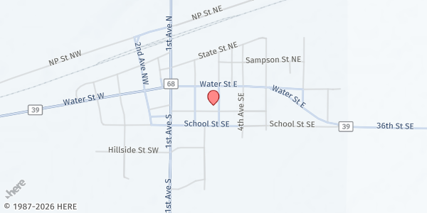Map showing St. Mary's Catholic Church at 105 3rd Ave SE, Medina, ND