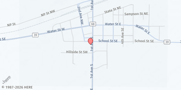 Map showing United Methodist Church at 301 1st Ave S, Medina, ND