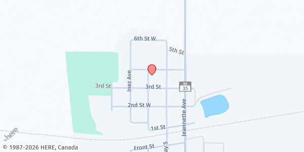 Map showing Michigan Food Pantry at 322 State Ave. S, Michigan City, ND