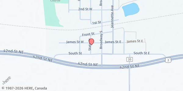 Map showing Michigan Food Pantry at 322 State Ave S, Michigan, ND