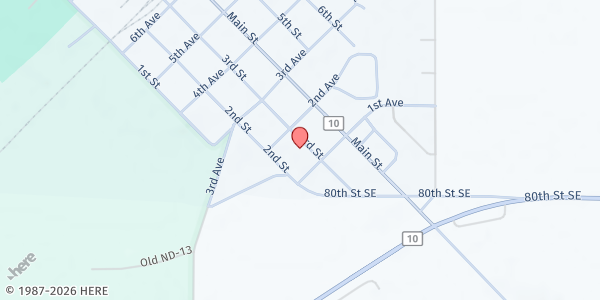 Map showing St Arnold's Catholic Church at 107 3rd St, Milnor, ND