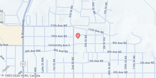 Map showing Community Suppers - Minot at 1000 3rd St NE, Minot, ND