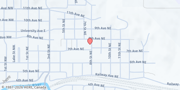 Map showing Mps Clc - Food Distribution Center at 715 8th St NE, Minot, ND