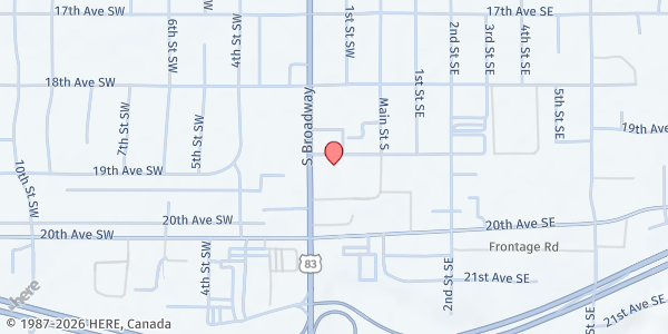 Map showing The Lord's Cupboard at 1901 S Broadway Suite 2, Minot, ND